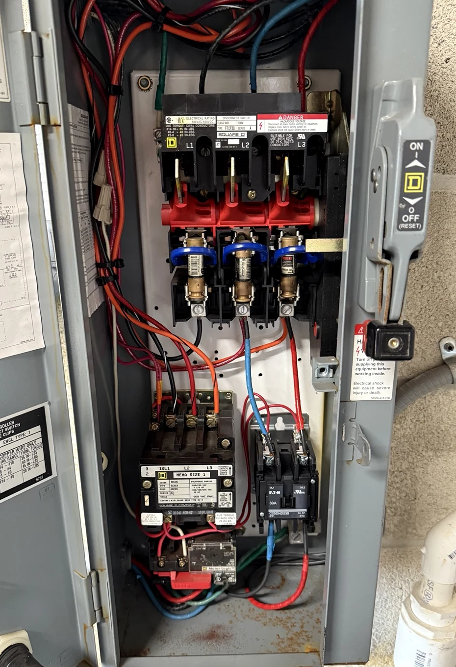 Pool electrical and motor control equipment
